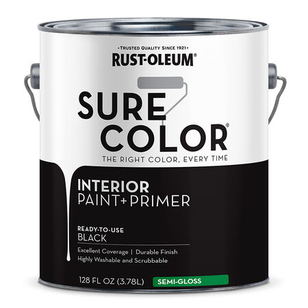 Rust-Oleum Sure Color Semi-Gloss Black Water-Based Paint + Primer Interior 1 gal