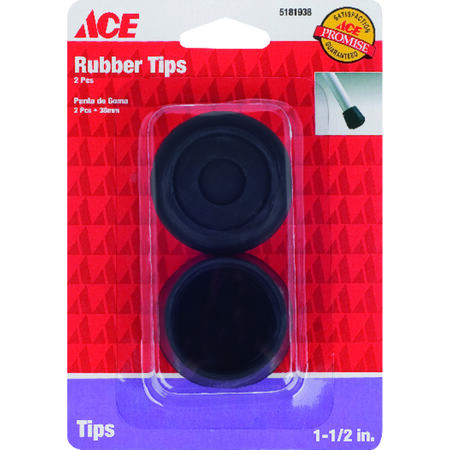 Ace Rubber Leg Tip Black Round 1-1/2 in. W 2 pk
