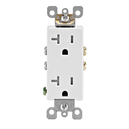 Leviton Decora 20 amps 125 V Duplex White Outlet 5-20R 1 pk