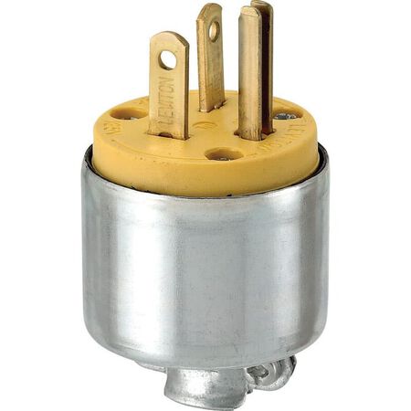 Leviton Commercial Armored Ground/Straight Blade Plug 5-20P 18-12 AWG 2 Pole 3 Wire