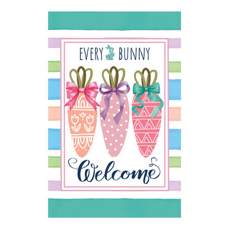 Every Bunny Carrot Welcome Applique Garden Flag