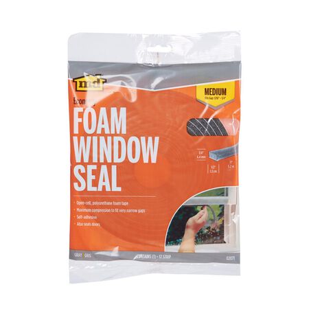 M-D Gray Foam Weather Stripping Tape For Doors and Windows 17 ft. L X 1/4 in.