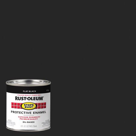 Rust-Oleum Stops Rust Indoor and Outdoor Flat Black Oil-Based Enamel Protective Paint 0.5 pt