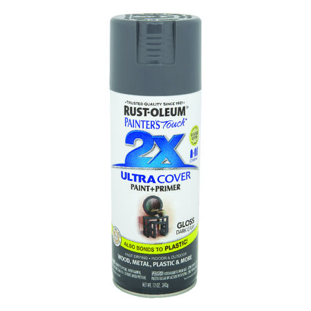 Rust-Oleum Painter's Touch 2X Ultra Cover Gloss Dark Gray Paint+Primer Spray Paint 12 oz