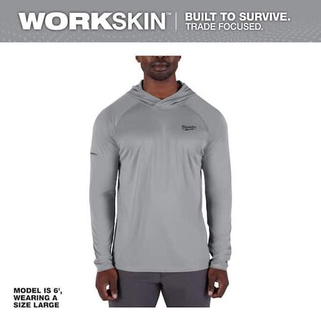 Milwaukee Men's WORKSKIN Gray X-Large Hooded Sun Shirt