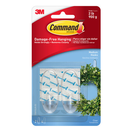 3M Command Medium Plastic Hook 1.625 in. L 2 pk