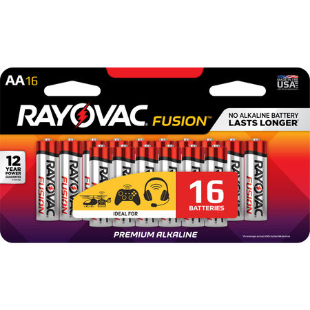 Rayovac Fusion AA Alkaline Batteries 16 pk Carded