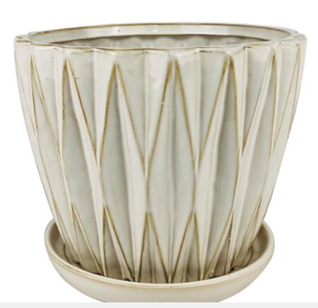 Border Concepts 9 in. H X 10.25 in. W Ceramic Dimensional Planter White