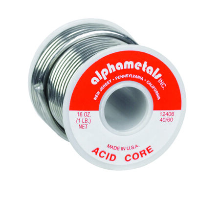 Alpha Fry 16 oz Acid Core Wire Solder 0.125 in. D Tin/Lead 40/60 1 pc