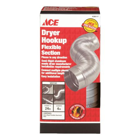 Ace 4.38 in. L X 4.375 in. D Silver/White Aluminum Semi-Rigid Vent Duct