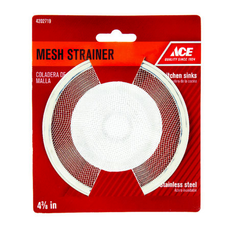 Ace 4-3/8 in. D Chrome Stainless Steel Mesh Strainer White
