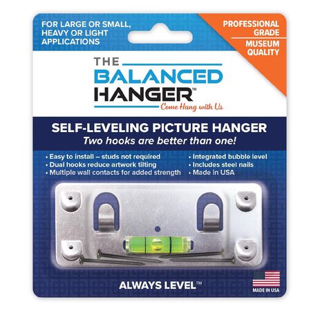 Balanced Hanger Always Level Metallic Silver Heavy Duty Mirror/Picture Hanging Kit 75 lb. 1 Pack