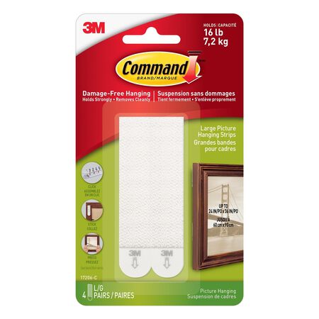 3M Command White Large Picture Hanging Strips 16 lb 8 pk