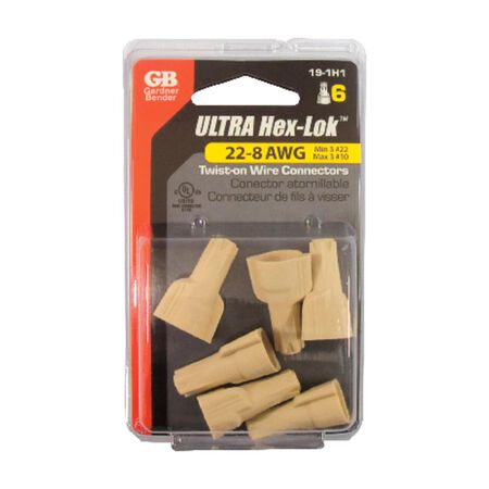 Gardner Bender Hex-Lok 22-8 Ga. Copper Wire Wire Connectors Tan 6 pk