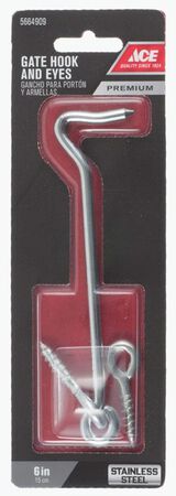 Ace 6 In. L Stainless Steel Gate Hook And Eye 1 Pack