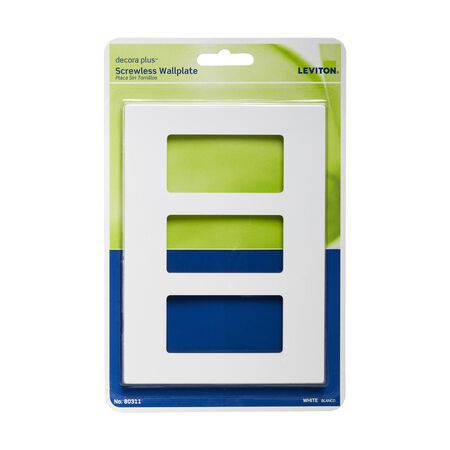 Leviton Decora Plus White 3 gang Polycarbonate Decorator Screwless Wall Plate 1 pk