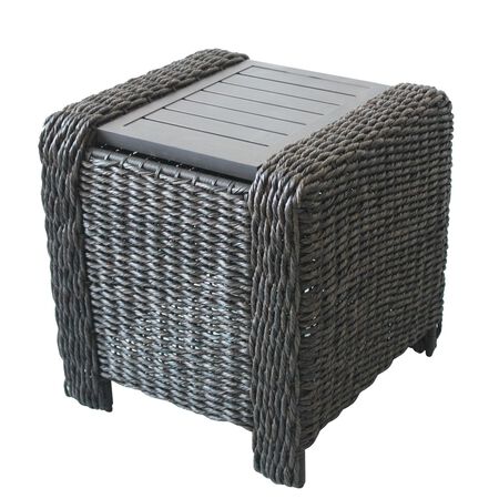 Living Accents Brown Belvedere Square Plastic Wicker Side Table