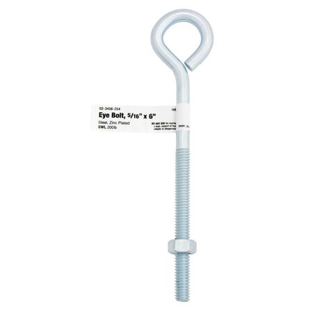 Hampton 5/16 in. X 6 in. L Zinc-Plated Steel Eyebolt Nut Included