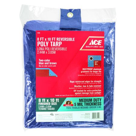 Ace 8 ft. W X 10 ft. L Medium Duty Polyethylene Tarp Blue/Brown