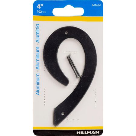HILLMAN 4 in. Black Aluminum Nail-On Number 9 1 pc