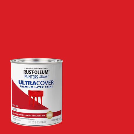 Rust-Oleum Painters Touch Ultra Cover Gloss Apple Red Water-Based Paint Exterior and Interior 1 qt