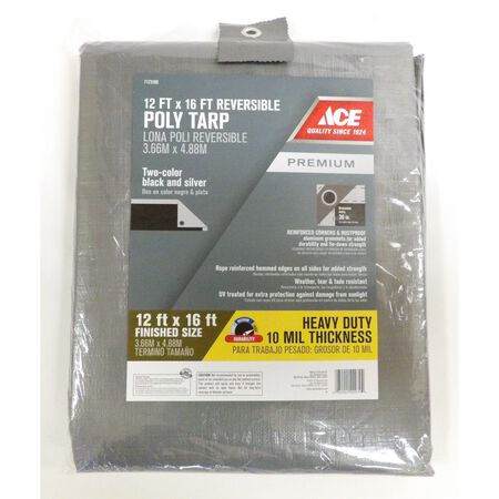 Ace 12 ft. W X 16 ft. L Heavy Duty Polyethylene Tarp Black/Silver