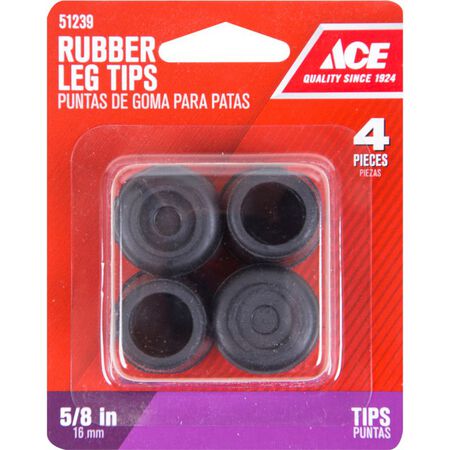 Ace Rubber Round Leg Tip Black 5/8 in. W 4 pk