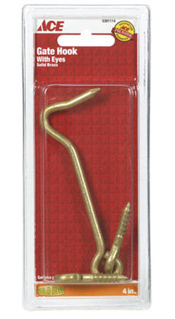 Ace Gate Hook and Eye Clamshell Solid Brass