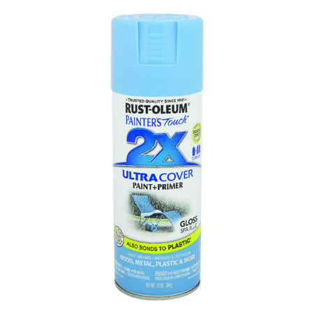 Rust-Oleum Painter's Touch 2X Ultra Cover Gloss Spa Blue Paint+Primer Spray Paint 12 oz