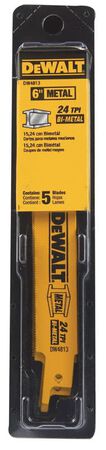 DeWalt 6 in. Bi-Metal Reciprocating Saw Blade 24 TPI 5 pk