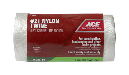 Ace 21 in. D X 860 ft. L White Twisted Nylon Twine