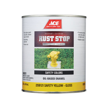 Ace Rust Stop Indoor/Outdoor Gloss Safety Yellow Oil-Based Enamel Rust Prevention Paint 1 qt