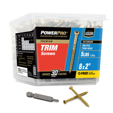 Power Pro® Premium Bronze Exterior Trim Screws (#8 x 2 in.) - 760 pc