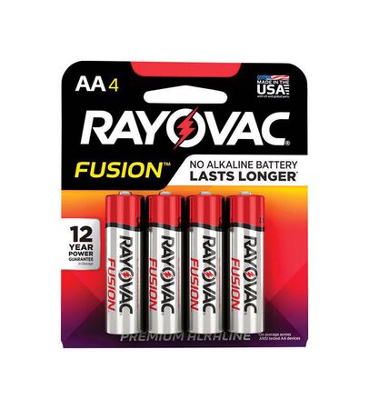 RAYOVAC FUSION AA Alkaline Batteries 1.5 volts 4 pk