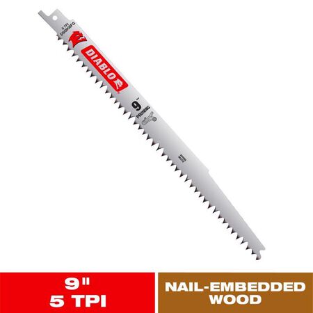 Diablo 9 in. Bi-Metal Pruning & Clean Wood Reciprocating Saw Blade 5 TPI 1 pc