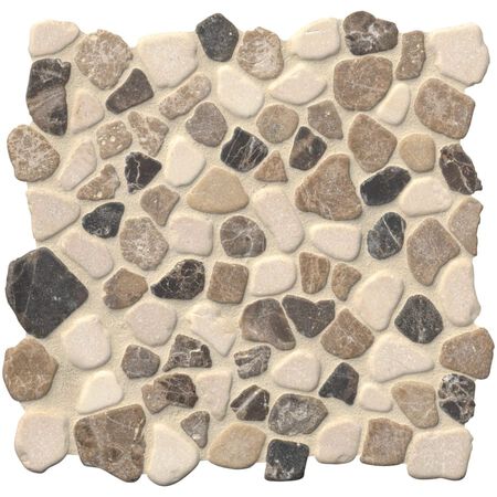 MS Internaitonal 11-7/16 x 11-7/16 in. Pebble Mosaic Sheet - Tumbled Marble Visual - Sold by Carton (9.1 SF/Carton)