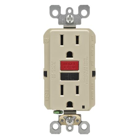 Leviton SmartlockPro 15 amps 125 V Duplex Ivory GFCI Outlet 5-15R 1 pk