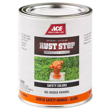 Ace Rust Stop Indoor and Outdoor Gloss Safety Orange Oil-Based Enamel Rust Prevention Paint 1 qt