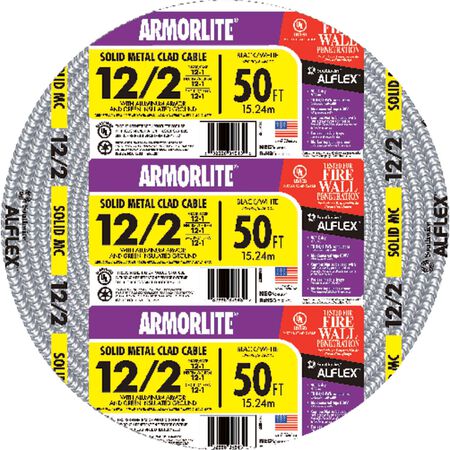 Southwire 50 ft. 12/2 Solid Aluminum Armored MC Cable