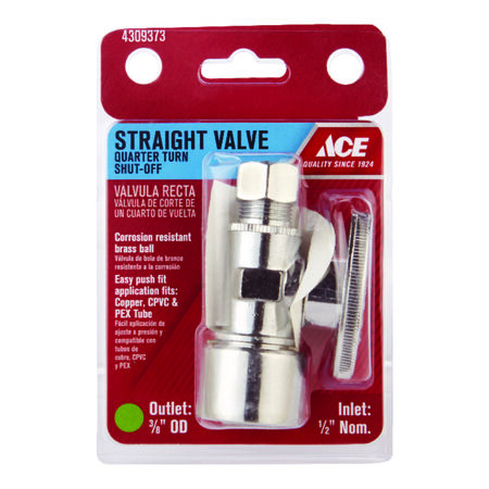 Ace Push Fit T Compression Brass Straight Stop Valve
