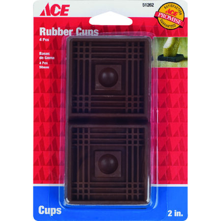 Ace Rubber Caster Cup Brown Square 2 in. W X 2 in. L 1 pk