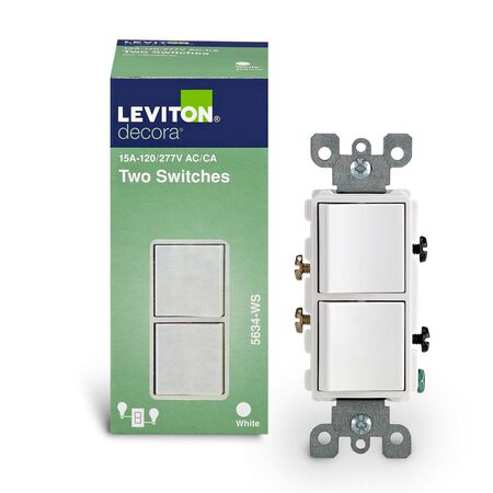 Leviton Decora 15 amps Single Pole Combination AC Quiet Switch White 1 pk