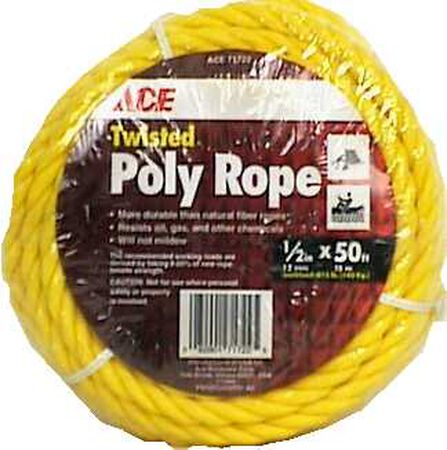 Ace 1/2 in. Dia. x 50 ft. L Twisted Poly Rope Yellow