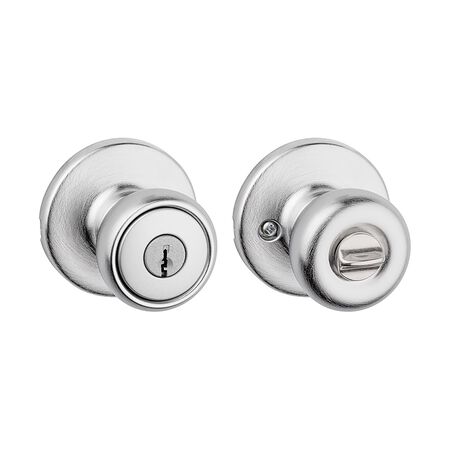 Kwikset Tylo Satin Chrome Entry Door Knob 1-3/4 in.