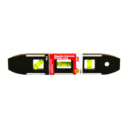 Ace 9 in. Aluminum Magnetic Shock-Resistant Torpedo Level 3 vial