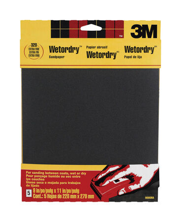 3M Silicon Carbide Sandpaper 11 in. L 320 Grit Extra Fine 5 pk
