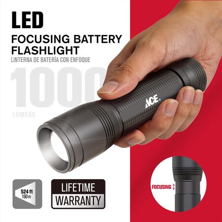 Ace Black LED Flashlight AA Battery