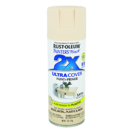 Rust-Oleum Painter's Touch 2X Ultra Cover Satin Ivory Silk Paint+Primer Spray Paint 12 oz