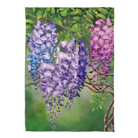 Evergreen Colorful Wisteria Suede Garden Flag