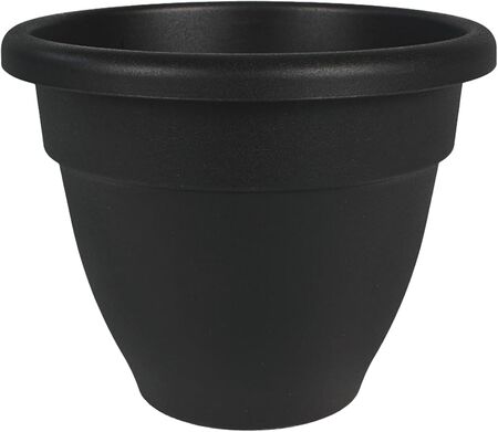 The HC Companies Caribbean Planter Pot - Outdoor & Indoor Plant Pot with Drainage Hole & Plug - Rolled Rim Plastic Pots for Plants & Flowers - Decorative Plant Pot (12 in. Black, Pack of 1)